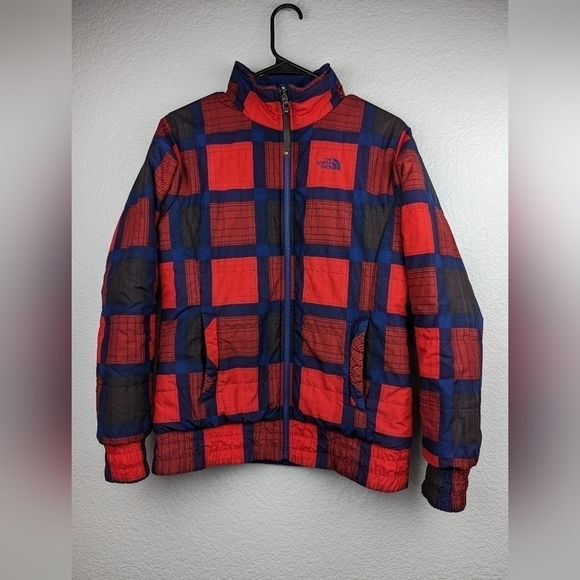 North Face Red Blue Plaid Reversible Jacket - Picture 1 of 5